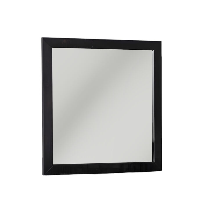 HomeRoots 28" Dark Brown Solid Wood Framed Accent Mirror
