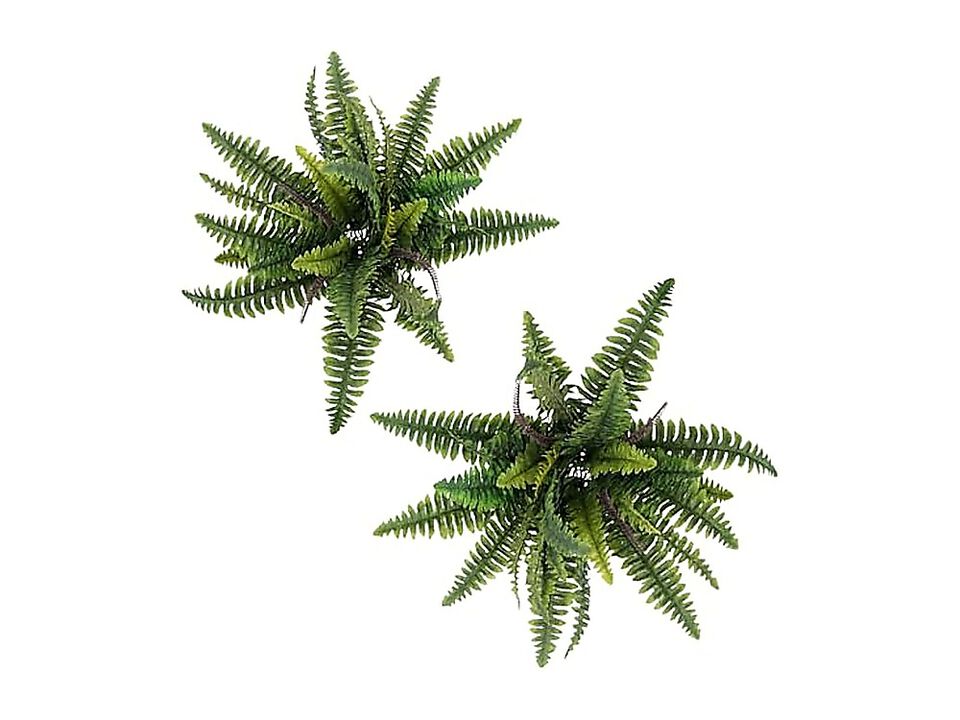 2 Pack 25 Artificial Boston Fern Stems Large Faux Plants Silk Greenery Bushes