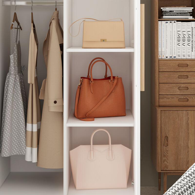 FUFU&GAGA 4-Door White Wardrobe Closet with Ample Storage and Elegant Design (63" W x 19.7" D x 69.7" H ) ,Grey