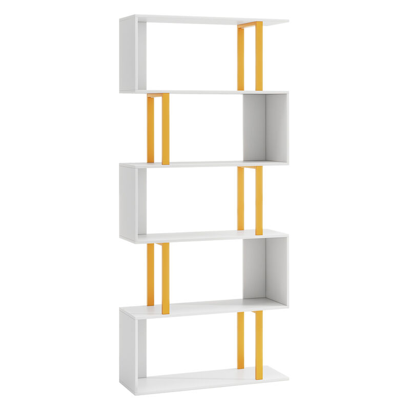 Heavy-Duty Metal Frame Geometric Bookcase with 5 Tiers and Anti-Tip Kits