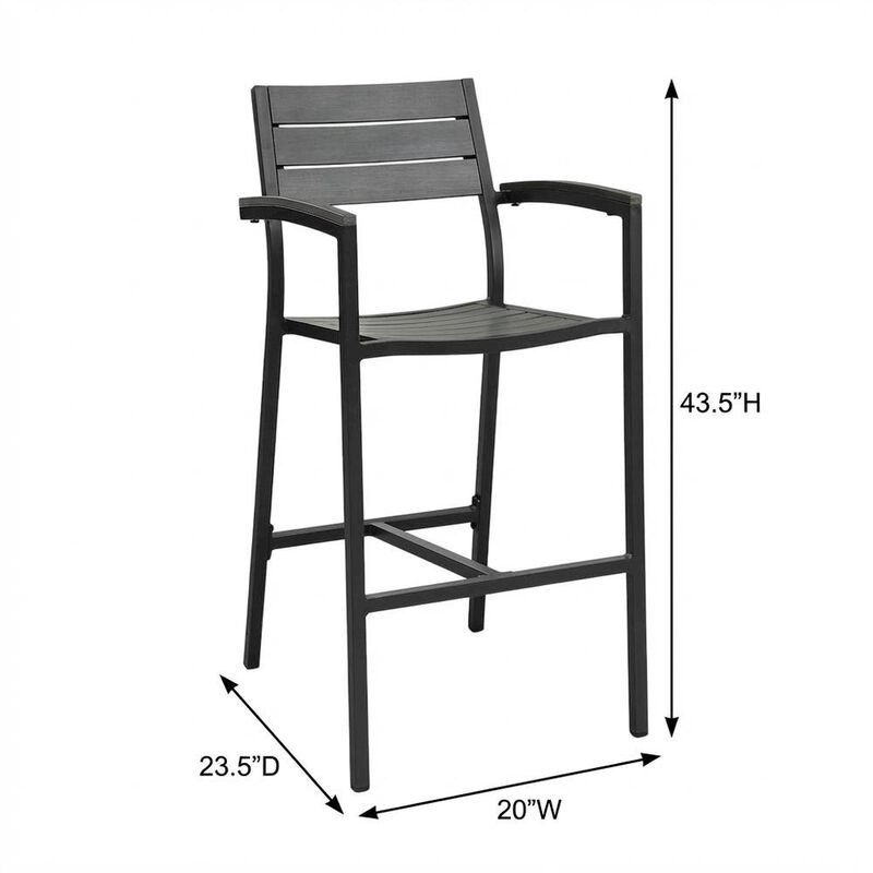 Outdoor Bar Stool Set with Aluminum Finish, Armrest & Backrest Comfort image number 2