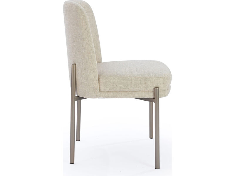 Dion Upholstered Dining Chair in Natural Light Linen and Brushed Nickel Metal - Set of 2