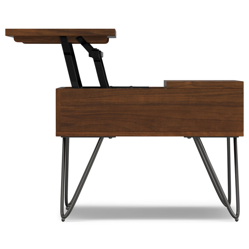 Hunter  48 inch Wide Rectangle Industrial Lift Top Coffee Table in Walnut Veneer