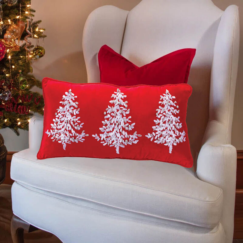 Pillow with Tree Print &ndash; Throw Pillow for Sofa, Couch, and Holiday Decor
