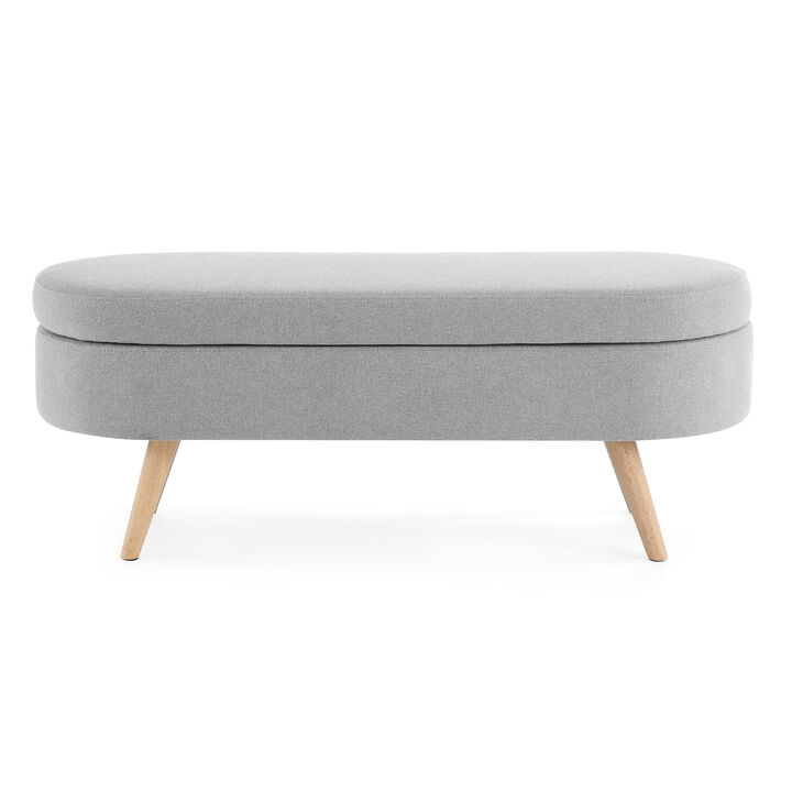 Ottoman Oval Storage Bench, Rubberwood Legs