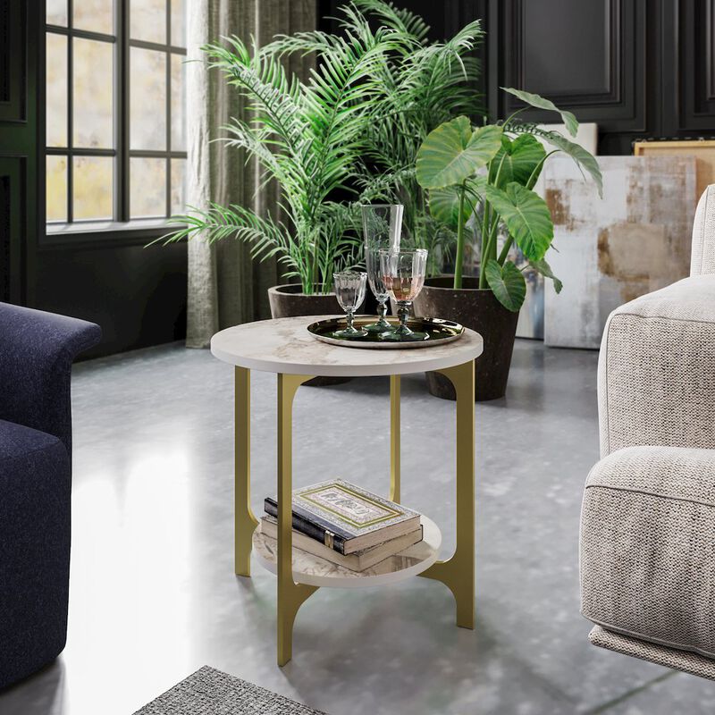 Decorotika Versy Side End Table-Ephesus Gold