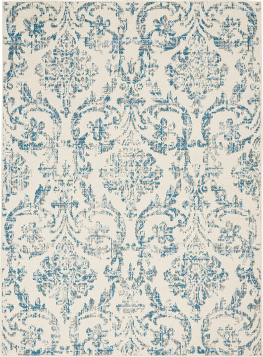 4 X 6 cream Damask Power Loom Area Rug