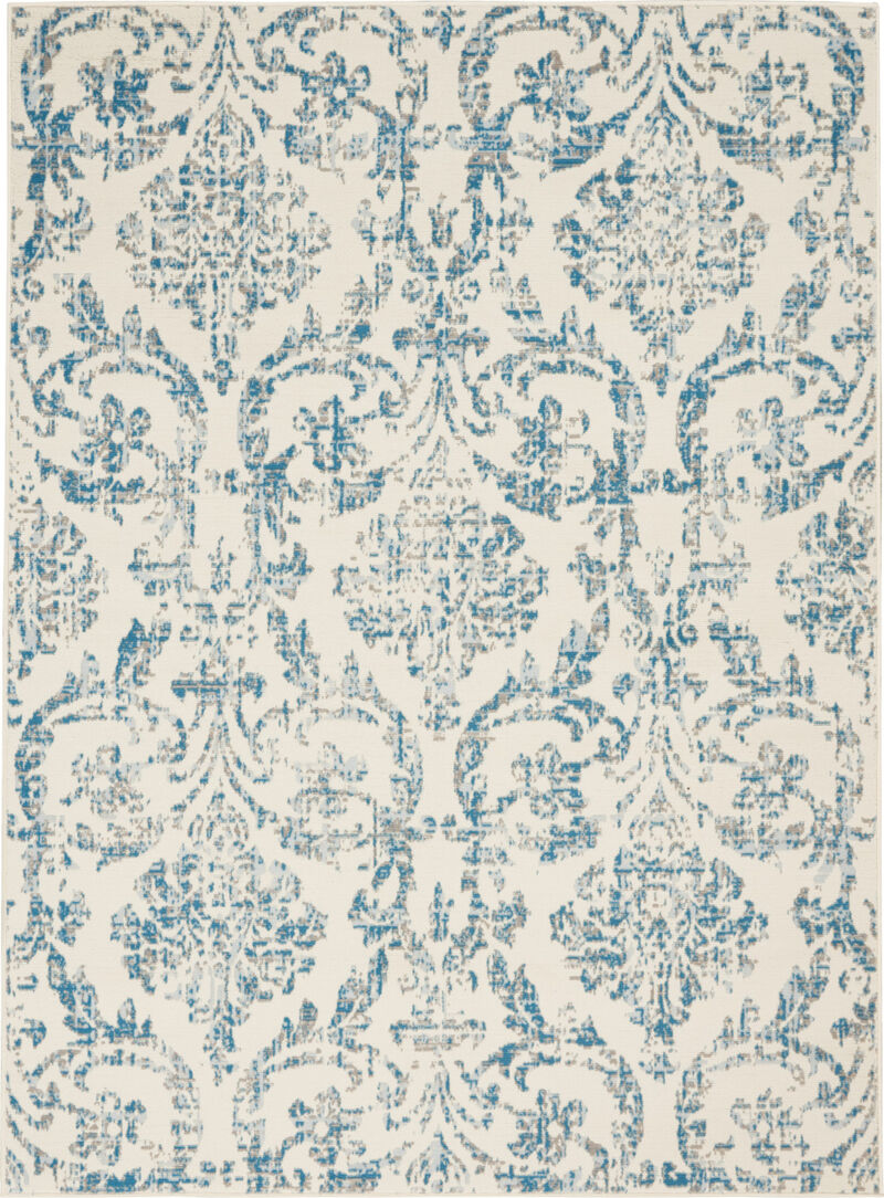 4 X 6 cream Damask Power Loom Area Rug image number 0