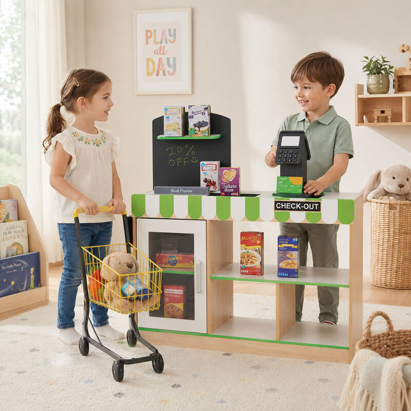 Cashier Austin Checkout Counter Stand, Green/White/Natural image number 8