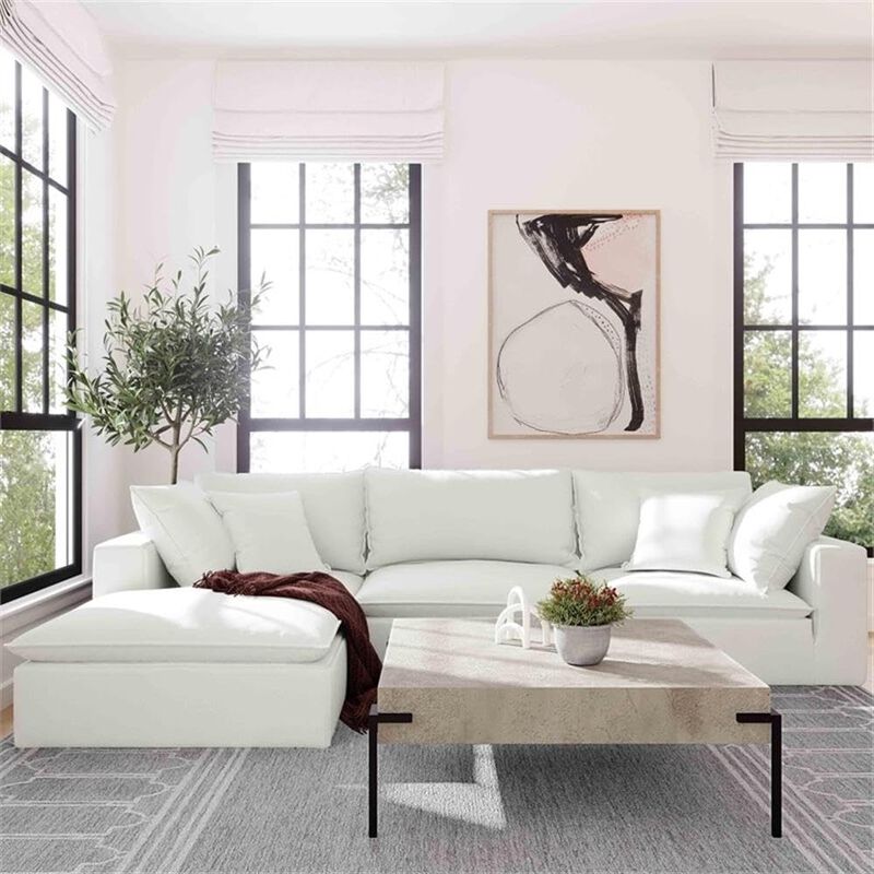 TOV Furniture Cali Pearl Modular White Upholstered 4 Piece Sectional image number 7