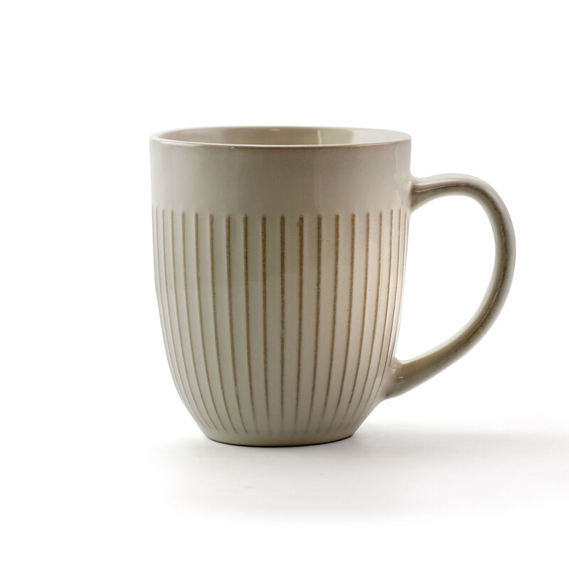 Elama Market Finds 16 Piece Round Stoneware Dinnerware Set in Embossed White