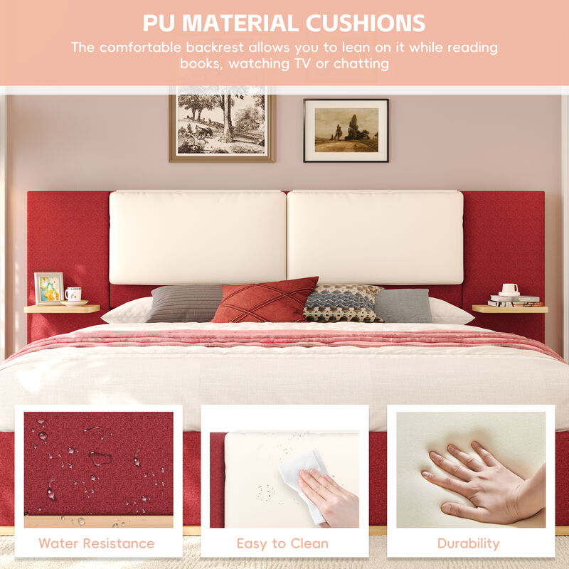 Merax Upholstered Bed Frame with Side Shelves