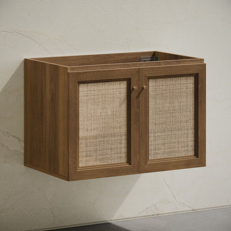 Classe 30" Wall-Mounted Bathroom Vanity in Brown Oak without Sink Top image number 2
