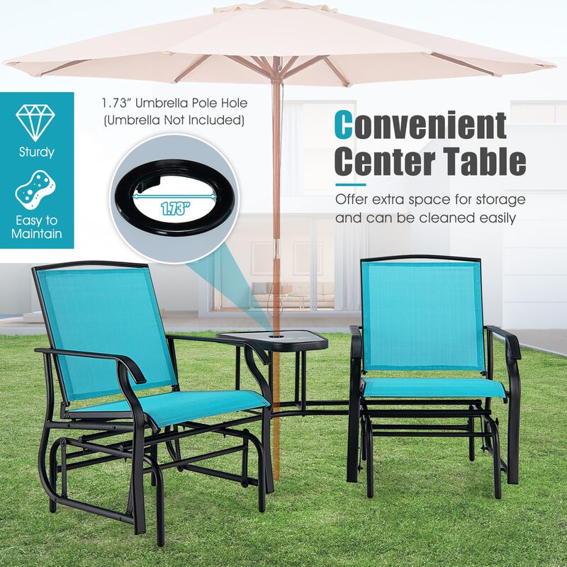 Double Swing Glider Rocker Chair set with Glass Table image number 4