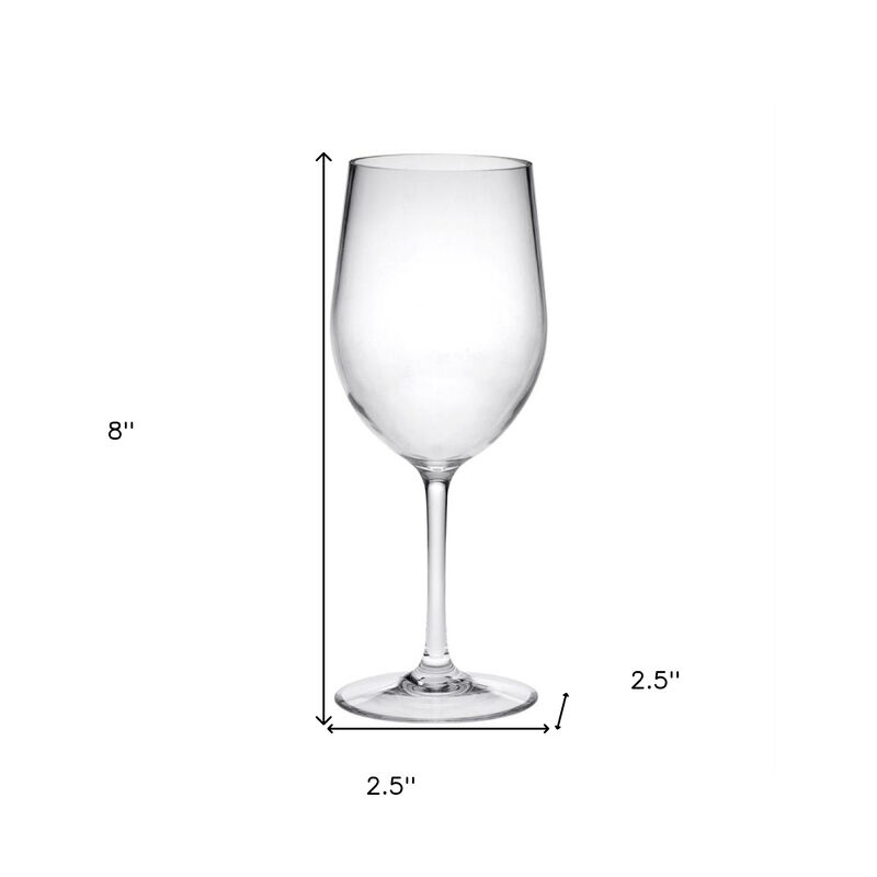 HomeRoots Set of Four Clear Tritan Plastic Stemmed All Purpose Wine Glass image number 3