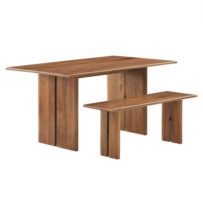 Modway Amistad 60 Wood Dining Table and Bench Set