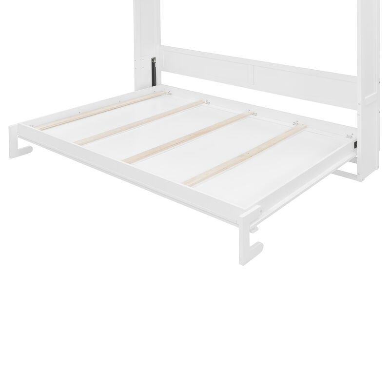 Whisen Queen Size Wall Murphy Bed with Ample Storage Space and Diamond Stripes