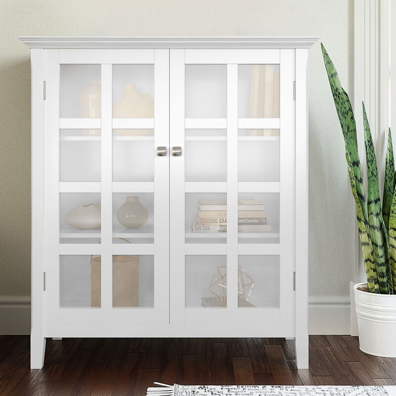 Acadian 39 inch Wide Solid Wood Transitional Storage Cabinet in White