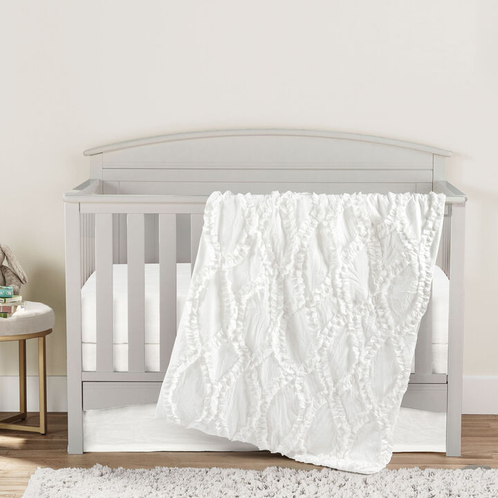 Avon Embellished Soft Baby/Toddler White 3Pc Bedding Set