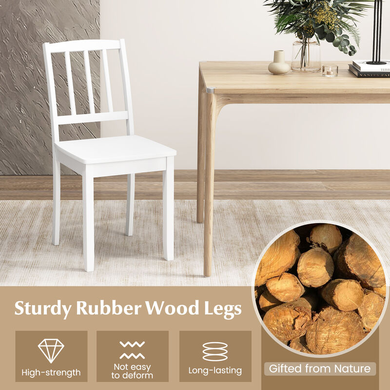 Wood Dining Chair Set of 2 with Rubber Wood Legs