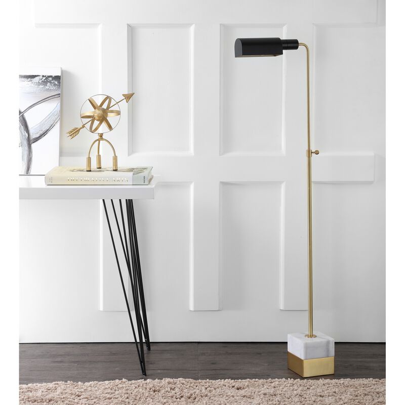 Iva Adjustable Brass Library LED Floor Lamp