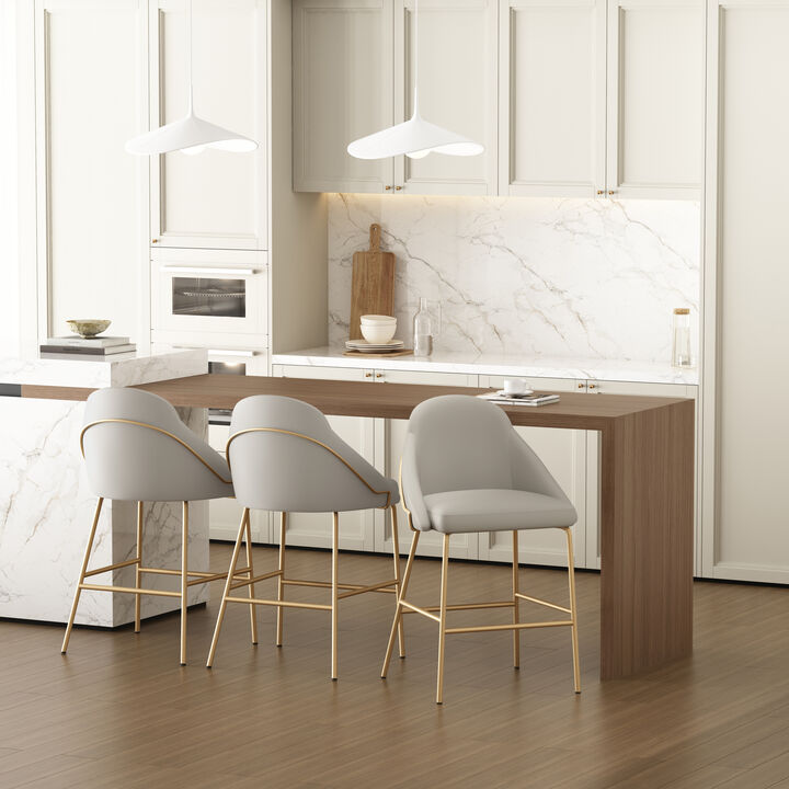Gracie Counter Stools in Gray and Gold (Set of 3)