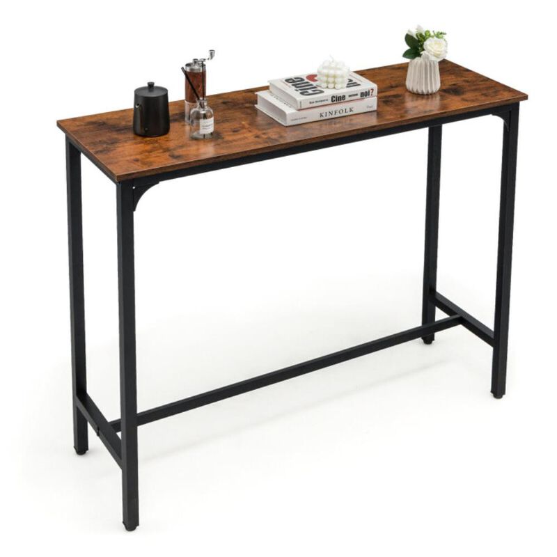 Hivvago 48 Inch Industrial Pub Dining Table with Steel Frame