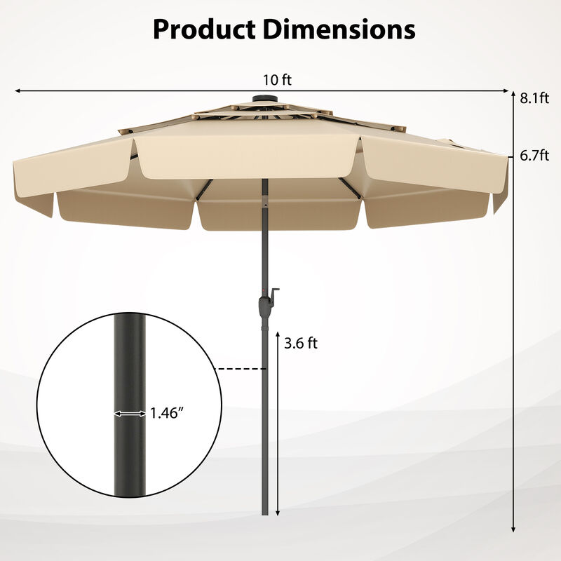 3-Tier Solar LED Outdoor Umbrella &ndash; Breathable Top with Air Circulation