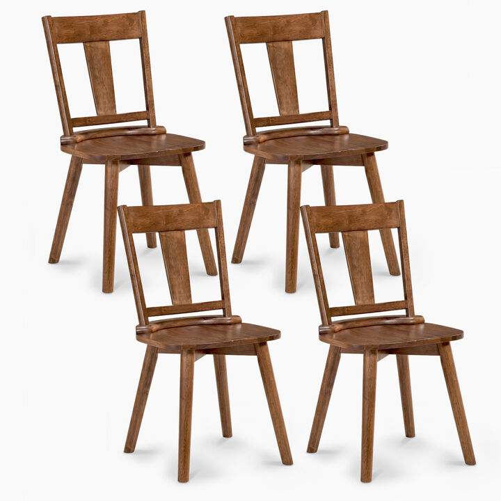 Set of 4 Wooden Dining Chairs with Solid Wood Backrests for Kitchen and Dining