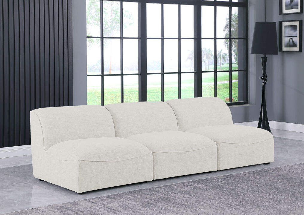 Meridian Furniture Miramar Cream Durable Linen Textured Modular Sofa