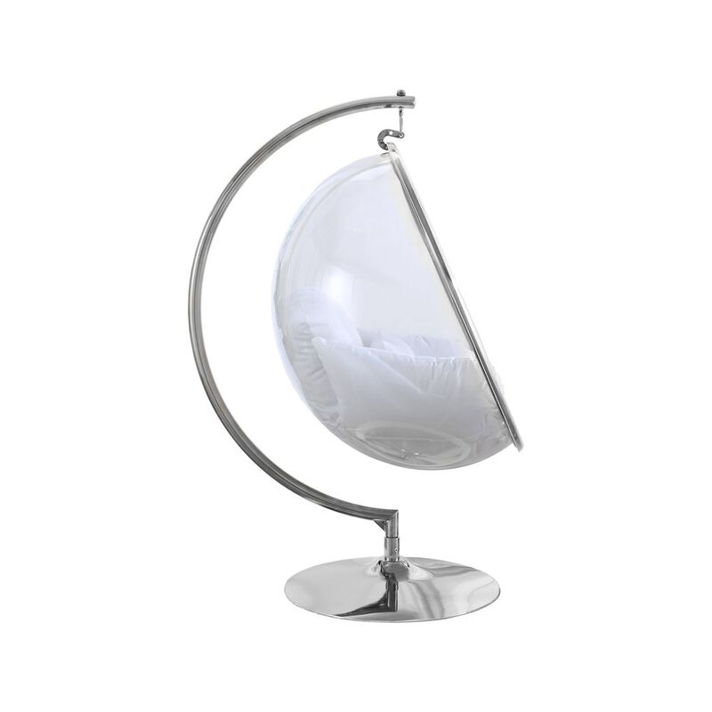 Meridian Furniture Luna White Durable Fabric Acrylic Swing Chair