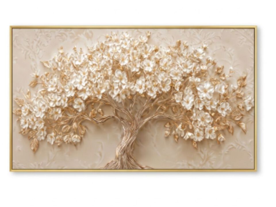 Abstract Wall Art Decor Modern Bedroom Tree Life White Floral Walls Canvas Room