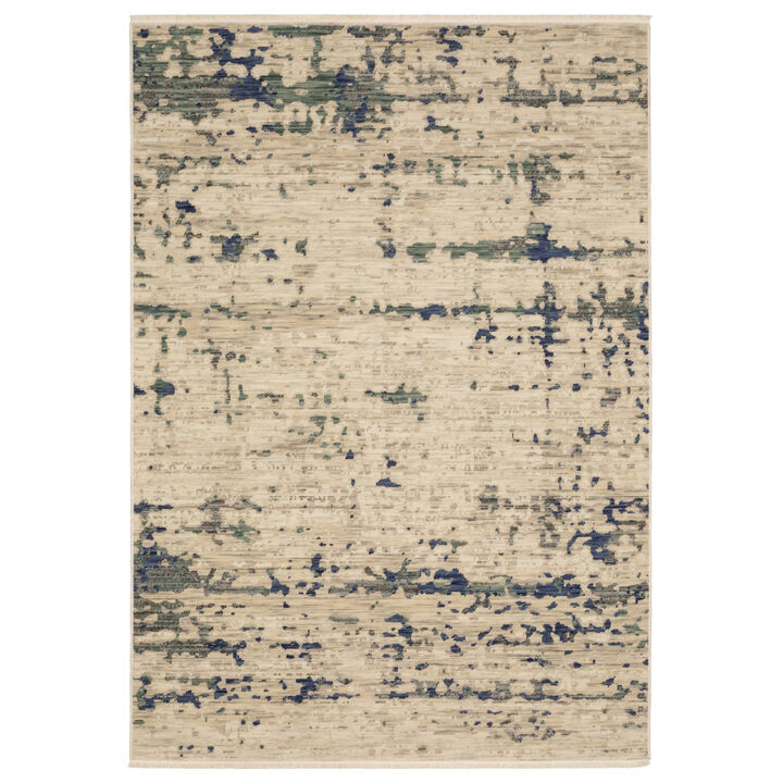 HomeRoots Abstract Area Rug With Fringe