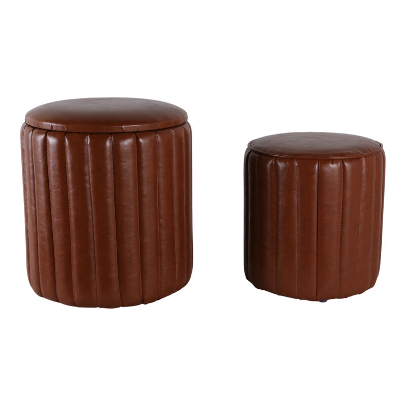 Channeled Faux Leather Ottoman image number 2