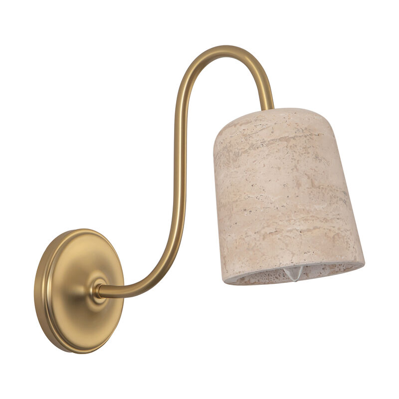 Bromley 5-in Damp-Rated Wall/Vanity Light with Natural Travertine Shade image number 3