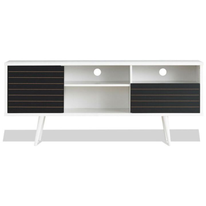 Mid-Century Modern TV Stand with Storage Shelves