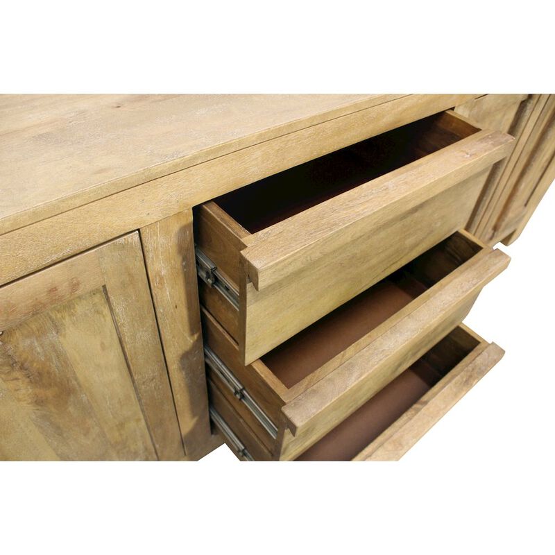 Mid-Century Jaden Sideboard 3 Drawers, 4 Doors in Distressed Natural