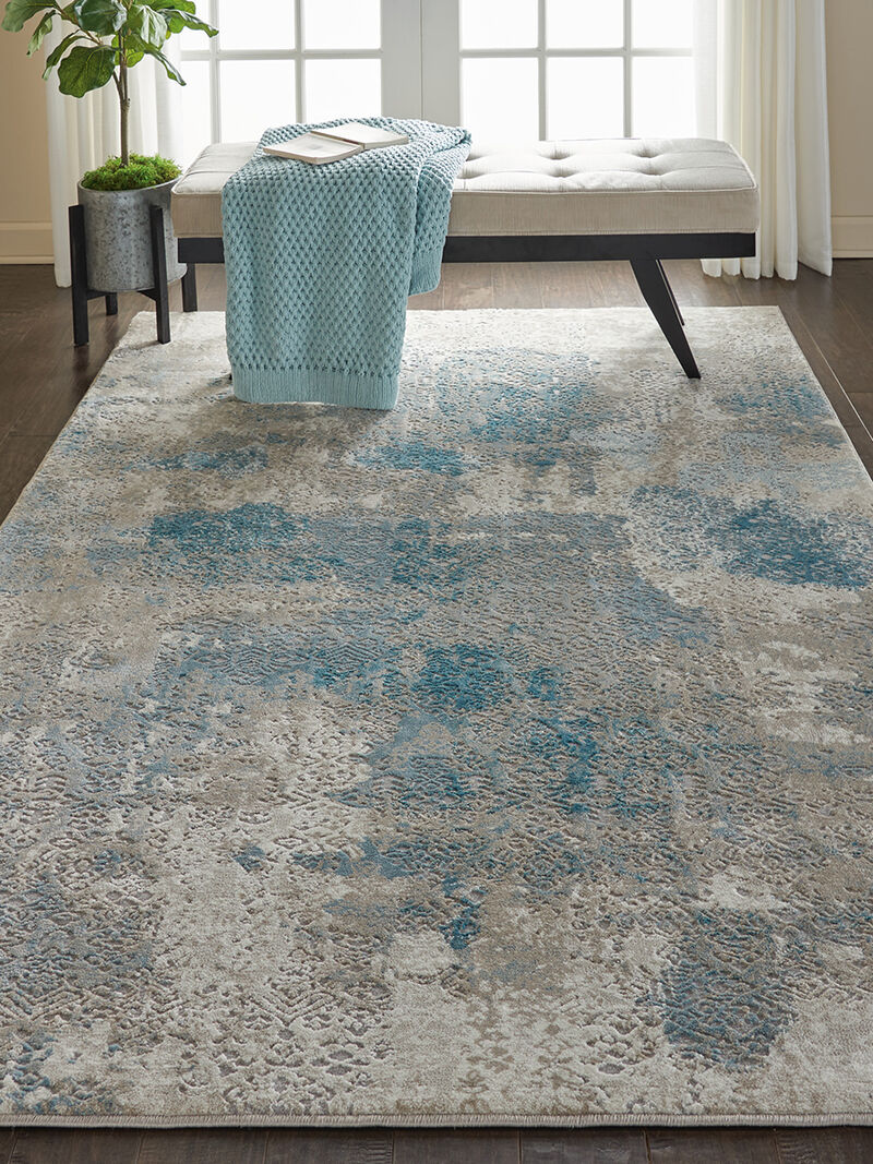 Karma KRM07 Ivory/Light Blue 3'9" x 5'9" Rug