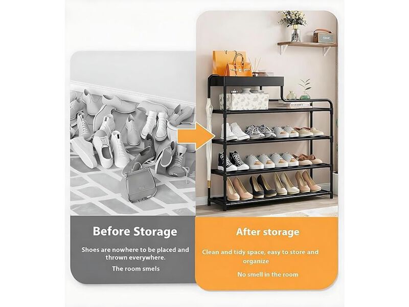 Entryway Shoe Organizer 4 Tier Closet Storage Shoes Shelf Zapatero image number 1