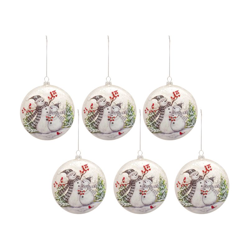 Snowman Disc Ornament for Festive Holiday Decor and Seasonal Cheer (Set of 6)