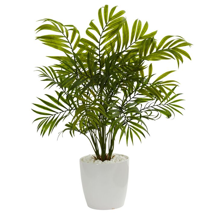 HomPlanti Palms in White Planter Artificial Plant (Set of 2)