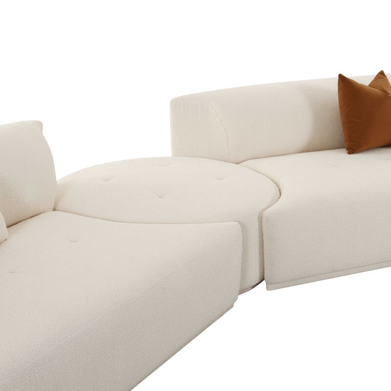 Fickle Cream Boucle 4-Piece Modular RAF Sectional image number 4