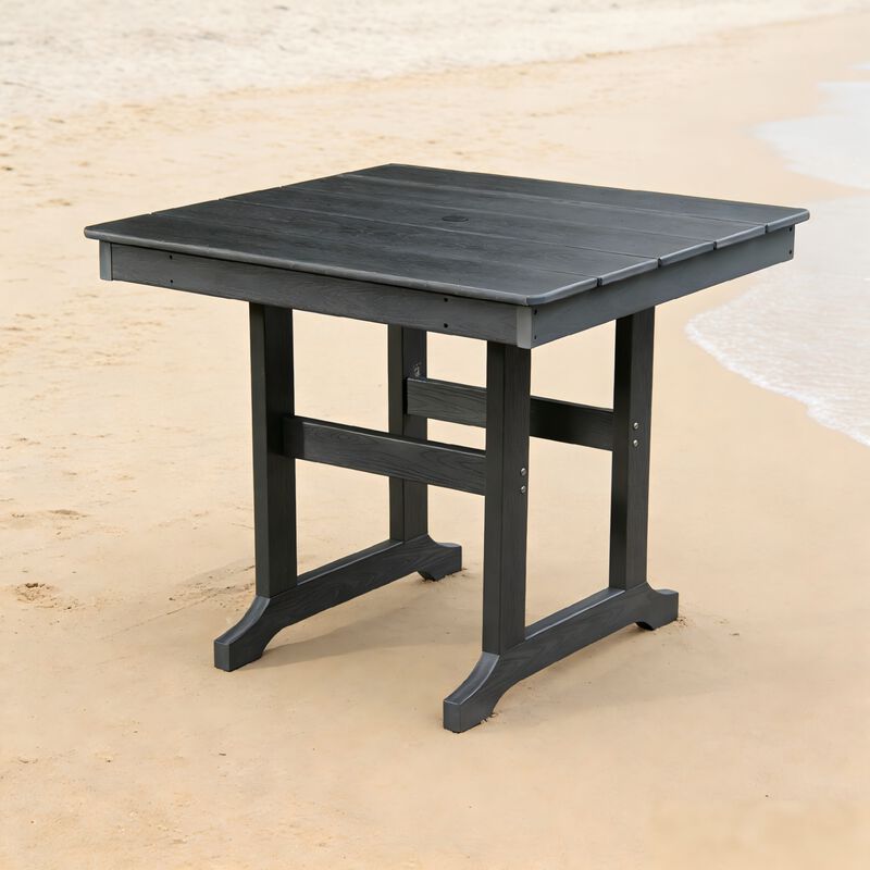 WOW PIONEER Weather Resistant HDPE Outdoor Patio Dining Table with Umbrella Hole image number 4