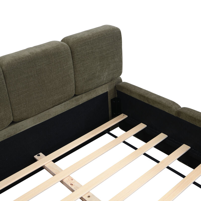 Christopher Knight Home Wilona Modern Wooden Linen Upholstered Platform Bed with Headboard image number 5