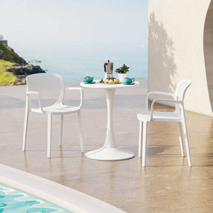 WestinTrends Outdoor Stackable Plastic Resin Patio Dining Armchair (Set of 2)