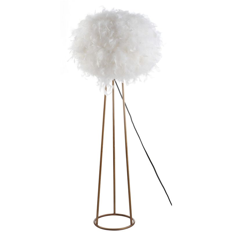 Stork 52" Feather Metal LED Floor Lamp, White/Gold