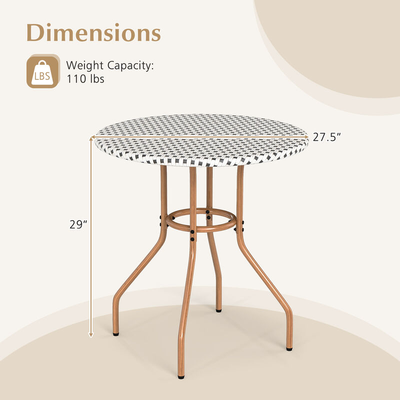 Heavy Duty Outdoor Bistro Table with Metal Frame and Leveling Foot Pads-White image number 2