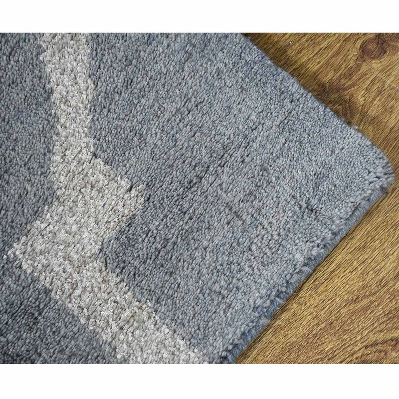 HAND KNOTTED WOOL Geometric AREA RUGS  - Rectangle Shape, Geometric Modern, Medium Pile Handmade Area Rugs for Living Room, Bed Room (N00942) image number 4