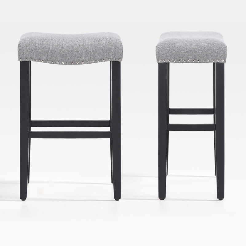 WestinTrends 29" Upholstered Saddle Seat Bar Stool (Set of 2)