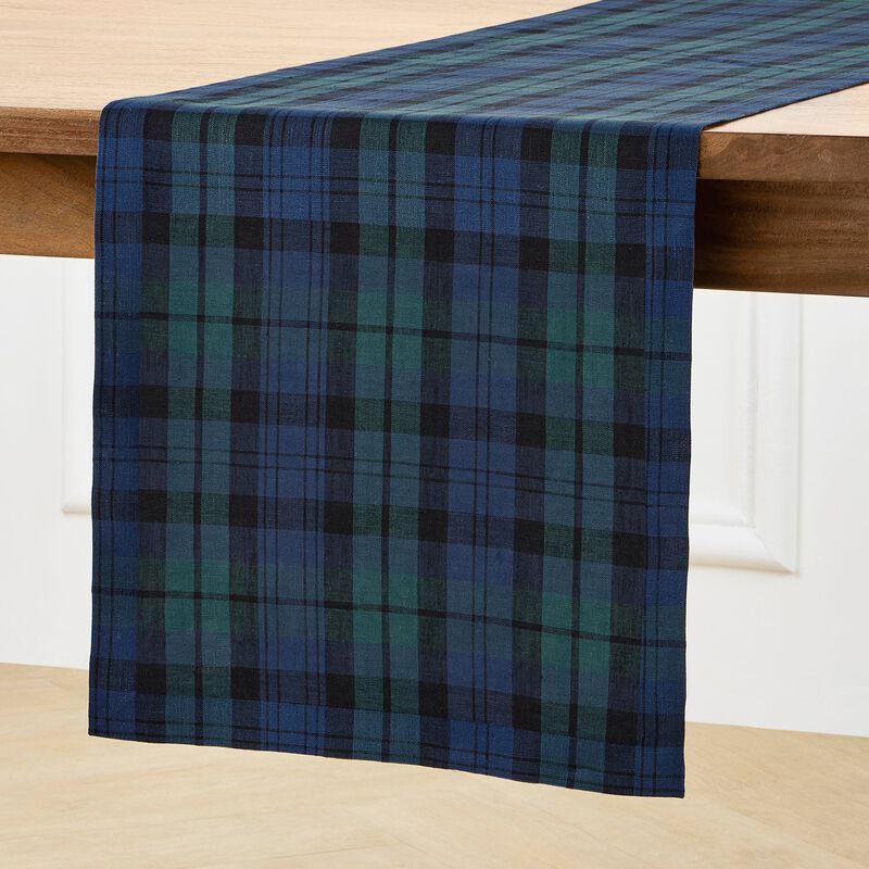 Solino Home Blackwatch Plaid 100% Linen Table Runner &ndash; Handcrafted, Machine Washable, Perfect for Holiday and Everyday Dining